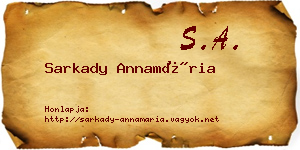 Sarkady Annamária névjegykártya